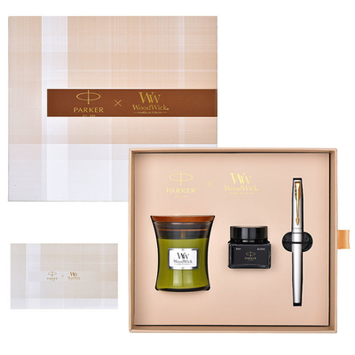 Эксклюзивный подарок на День отца Wycombe Abbey XL White Gold Pen WoodWick Aromatherapy Set