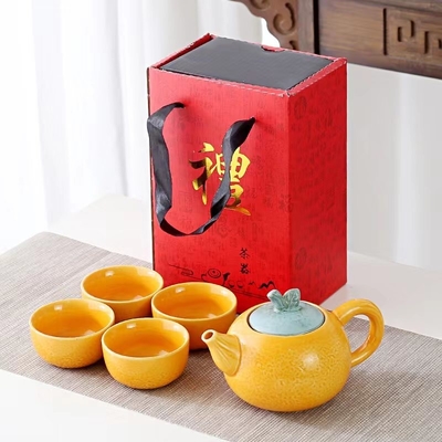 Отношения с выпускниками Чайный набор Dajidali Heart Wish Orange Подарочная коробка с четырьмя чашками и чайником