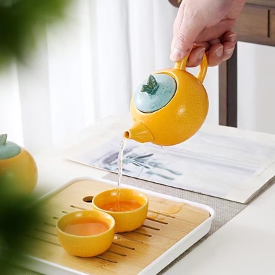 Отношения с выпускниками Чайный набор Dajidali Heart Wish Orange Подарочная коробка с четырьмя чашками и чайником