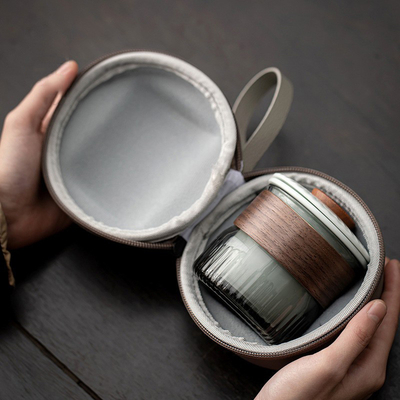 Презентационный подарочный набор Dongli Travel Express Cup Set Portable Round Bag One Pot Three Cup Business Tea Set Gift