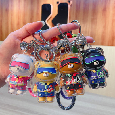 2 Цветовая графика Печать ключевой цепь Cool Bear Keychain Acrylic Doll Keychain для офисных продуктов