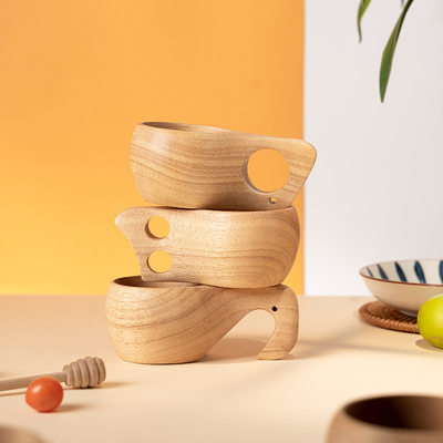 Улучшите свое путешественное снаряжение Retro Finnish Whole Wood Integrated Creative Coffee Cup